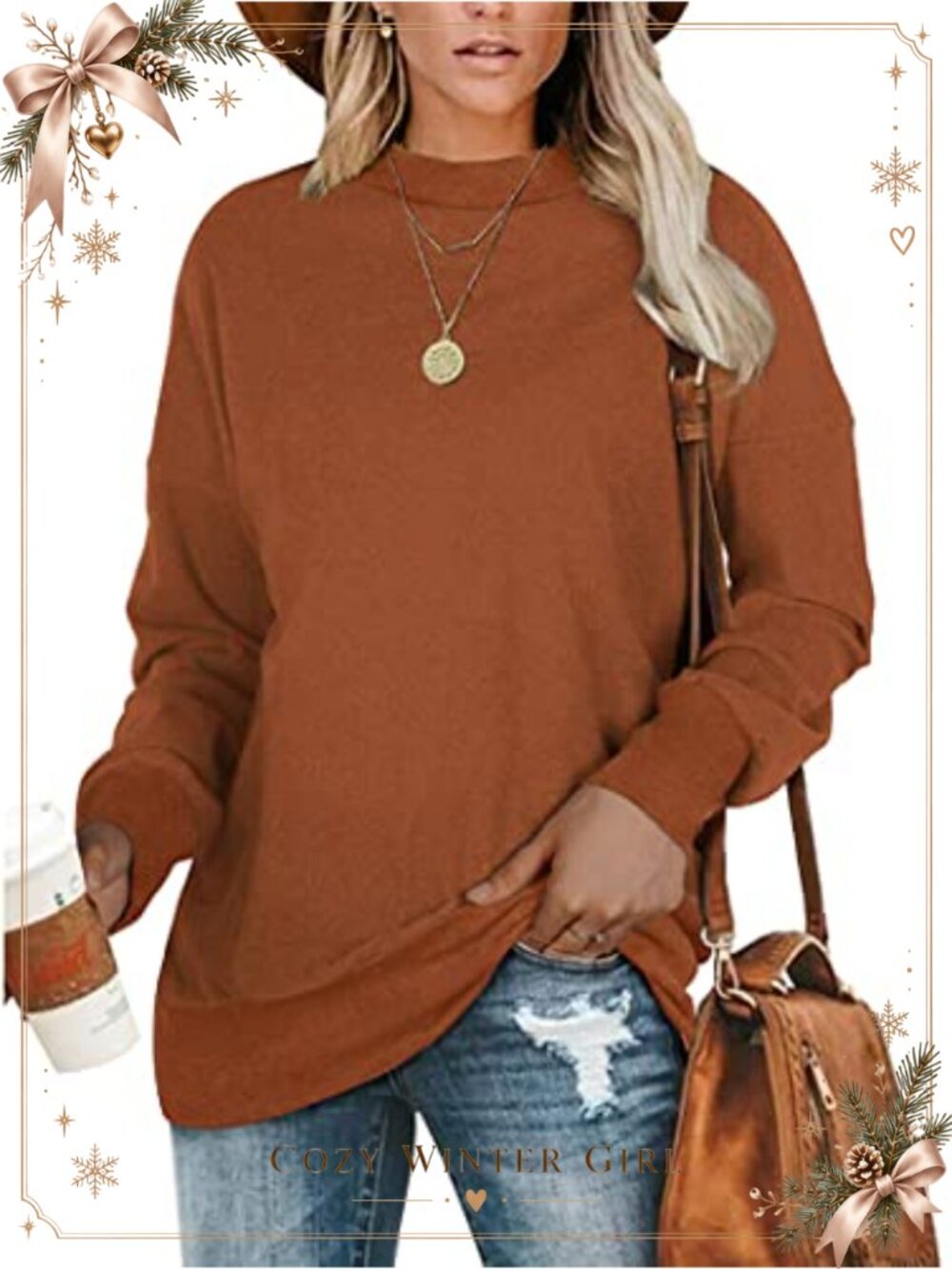 Womens Plus Size Long Sleeve Tunic Sweatshirt Loose Fit Pullover